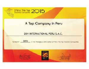 DXN Internacional Perú ha sido clasificada en el puesto No.2870 de la prestigiosa edición 2015 de las 10 000 empresas peruanas, escalando 162 puestos con respecto al año anterior.